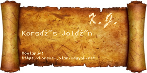 Korsós Jolán névjegykártya